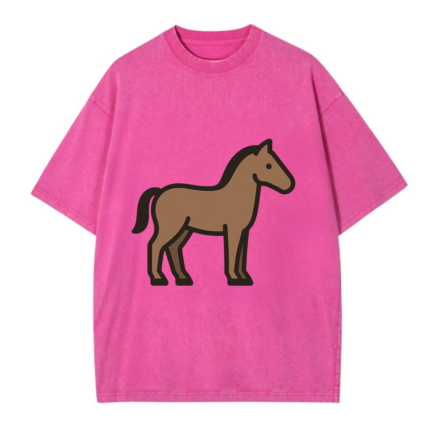 Horse - Brown standing pose flat side profile - Vintage T-shirt - Dusty Rose(Rose)