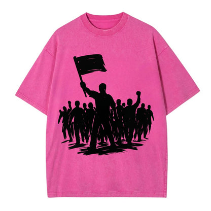 Crowd of protesters marching - solidarity movement ink painting - Vintage T-shirt - Dusty Rose(Rose)
