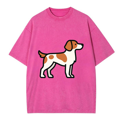 Brittany Spaniel - Orange and white flat side profile - Vintage T-shirt - Dusty Rose(Rose)