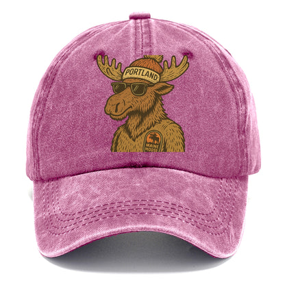Maine Moose wearing Portland beanie with pom pom and wayfarer sunglasses - Classic Cap - Dusty Rose(Rose)