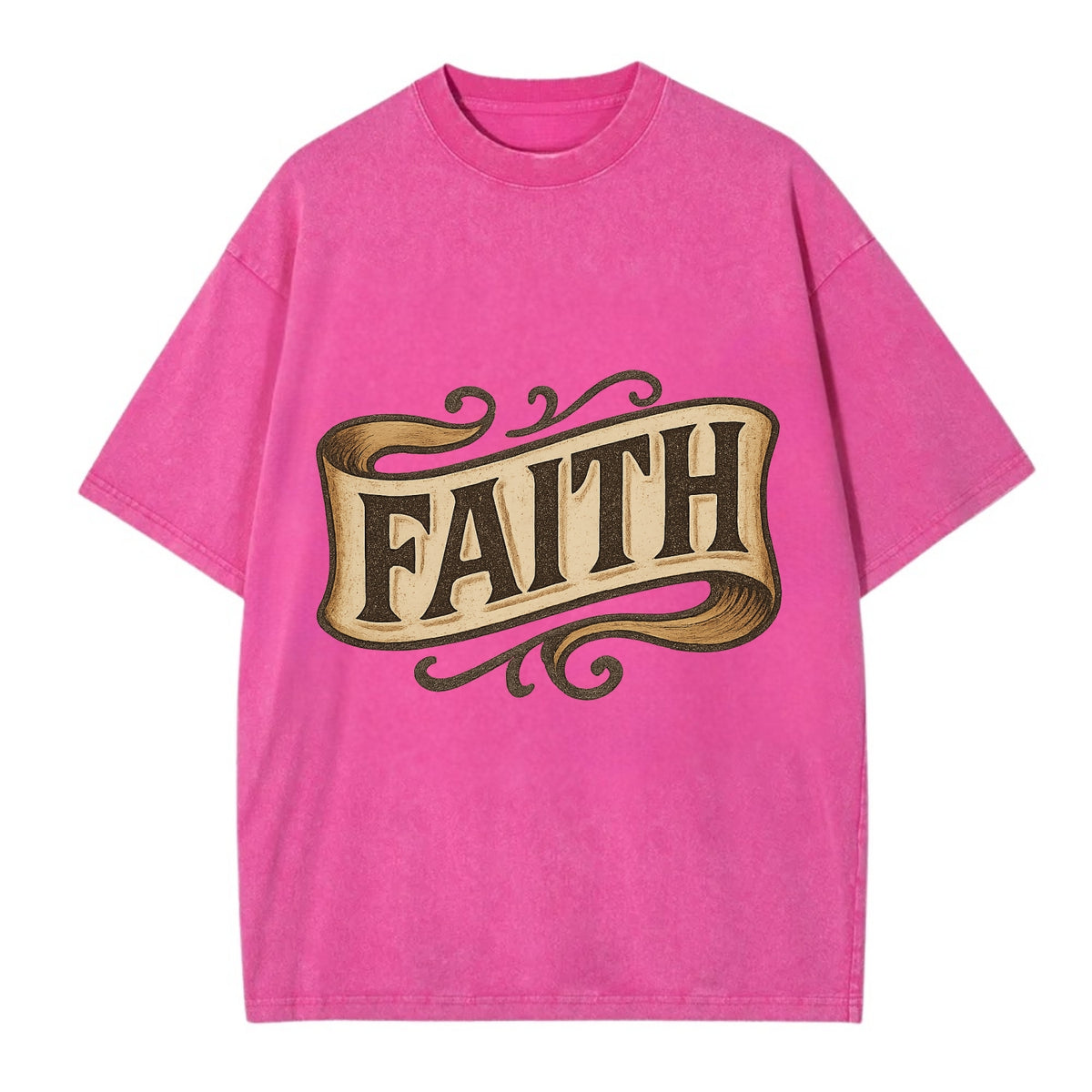 Bold typography design - "FAITH" - trust in the unseen, spiritual strength - Vintage T-shirt - Dusty Rose(Rose)