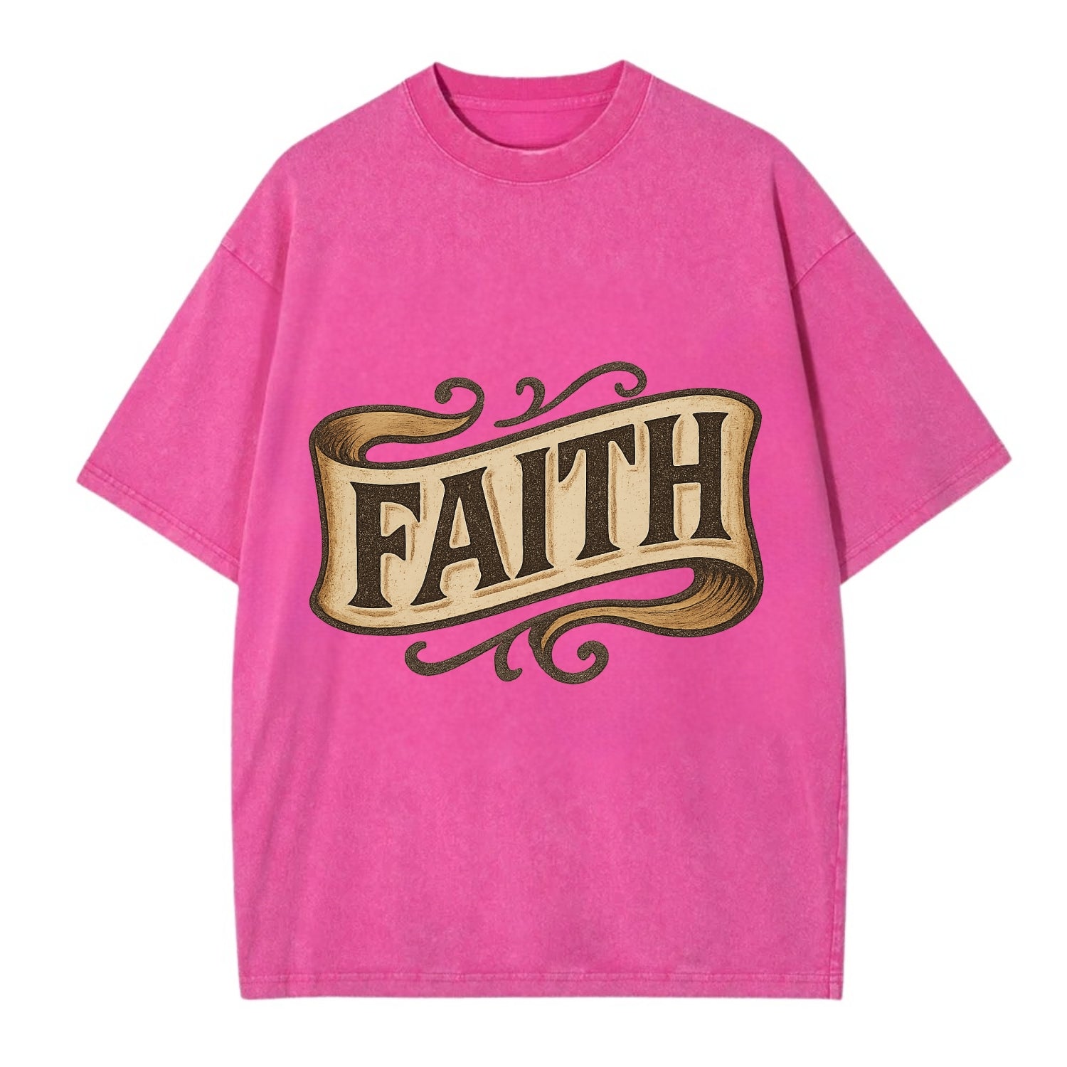 Bold typography design - "FAITH" - trust in the unseen, spiritual strength - Vintage T-shirt - Dusty Rose(Rose)