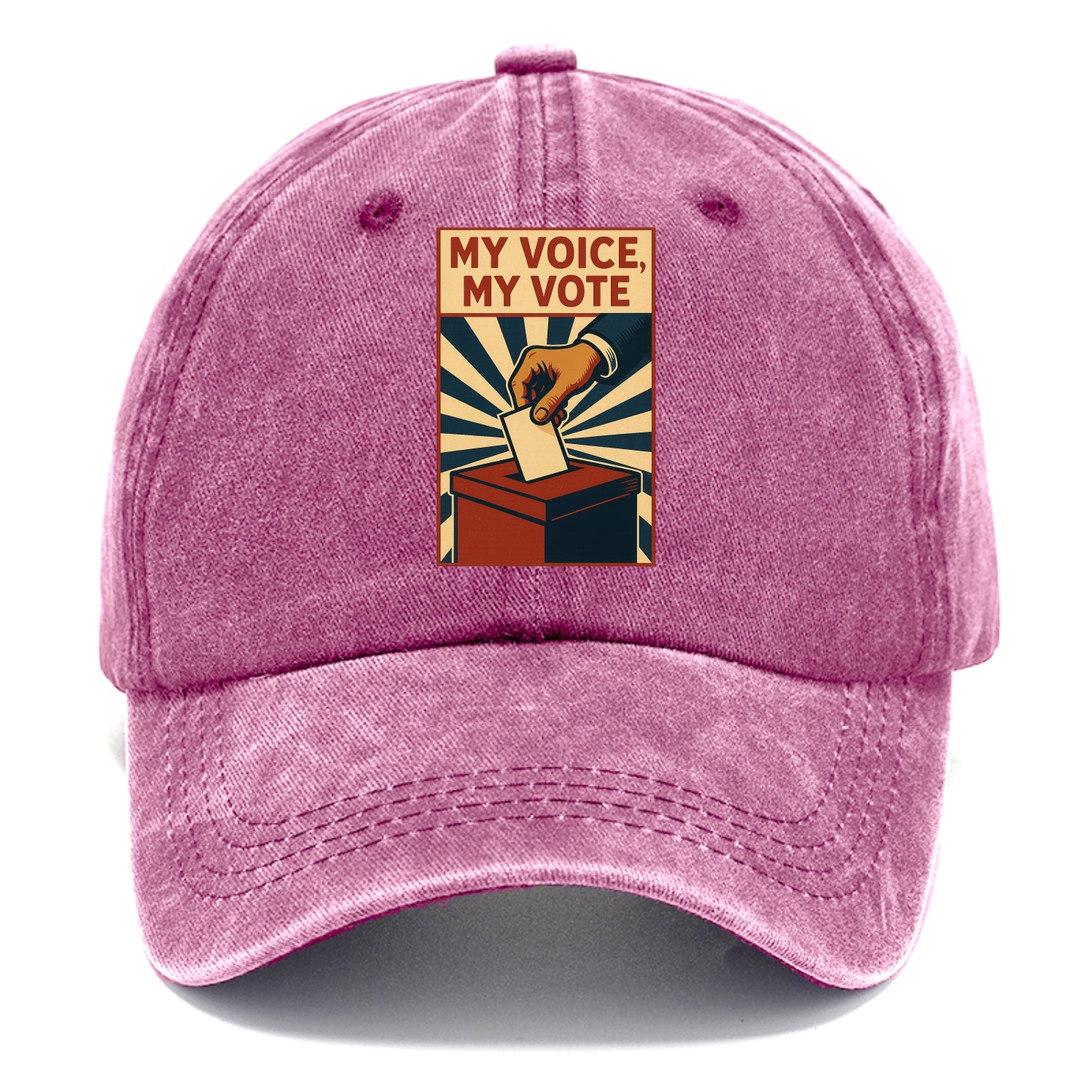 Hand dropping ballot into box with determination - "My Voice, My Vote" - individual - Classic Cap - Dusty Rose(Rose)