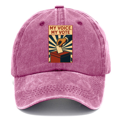 Hand dropping ballot into box with determination - "My Voice, My Vote" - individual - Classic Cap - Dusty Rose(Rose)