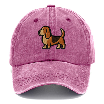 Basset Hound - Trendy low-rider design with prominent black outline - Classic Cap - Dusty Rose(Rose)