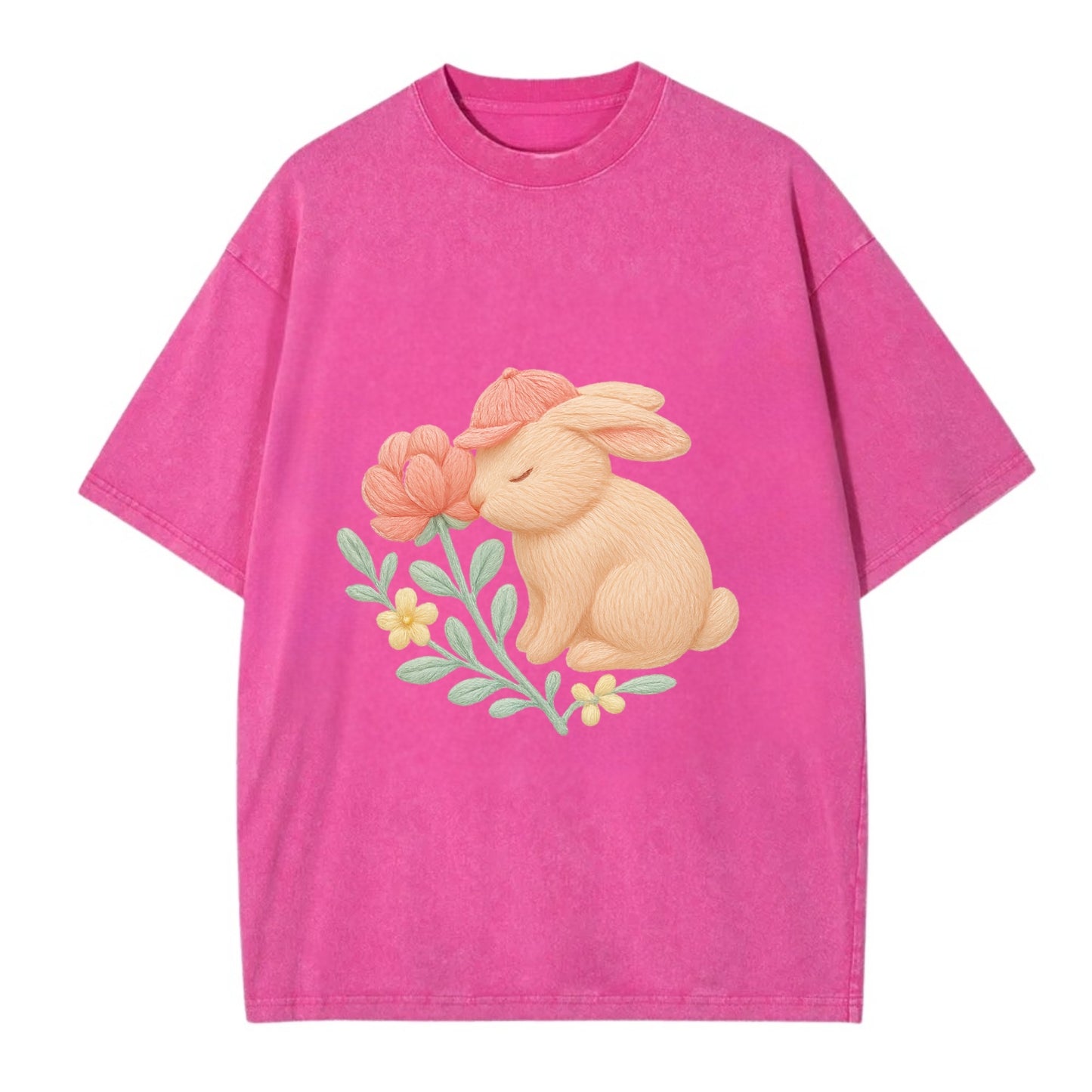 Peach Bunny - Vintage T-shirt - Dusty Rose(Rose)