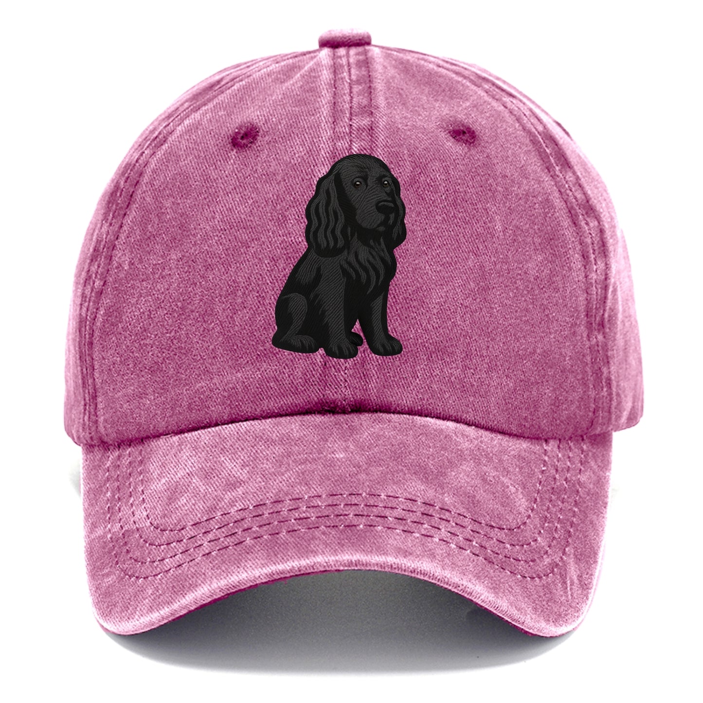 Field Spaniel - Black silky coat embroidered pose - Classic Cap - Dusty Rose(Rose)