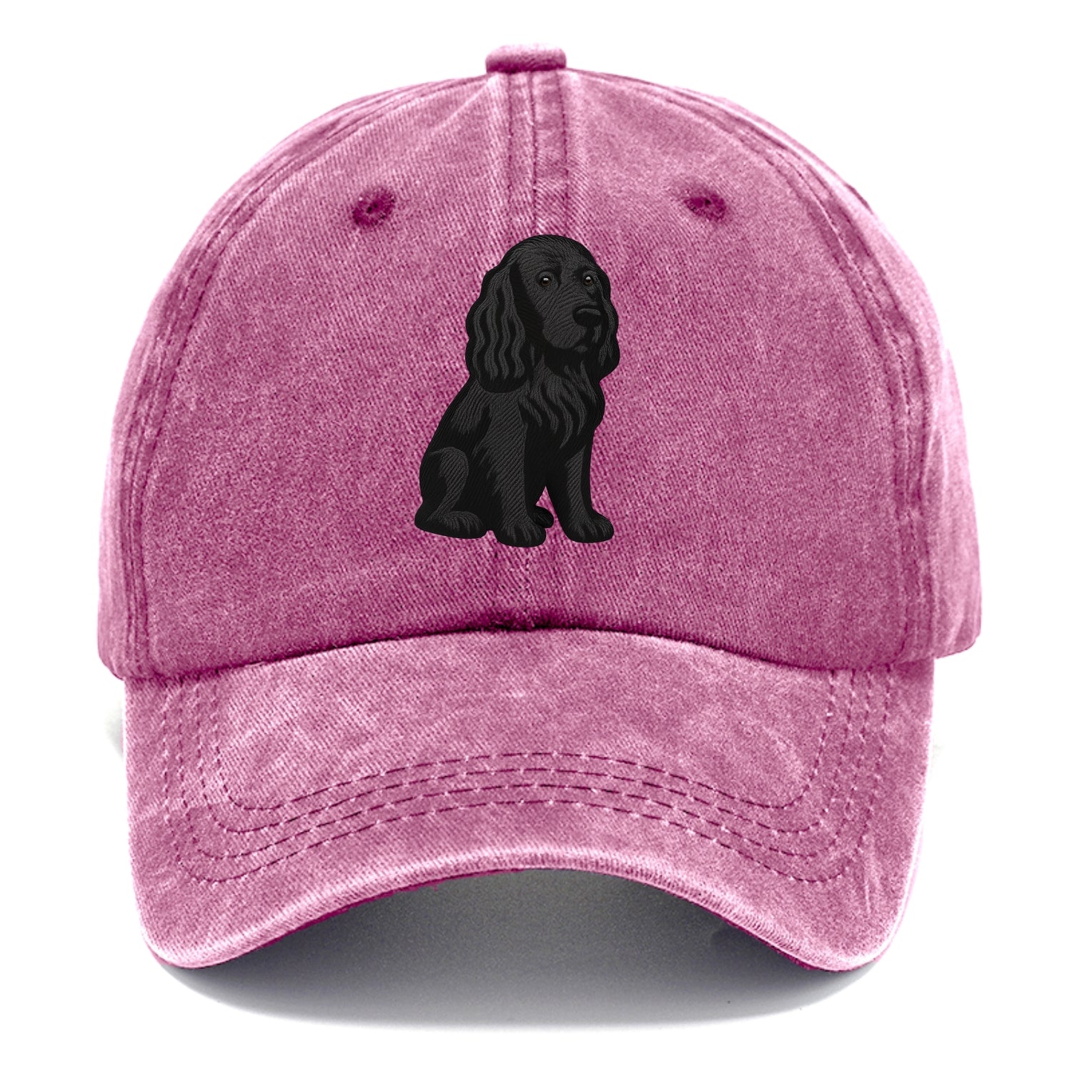 Field Spaniel - Black silky coat embroidered pose - Classic Cap - Dusty Rose(Rose)