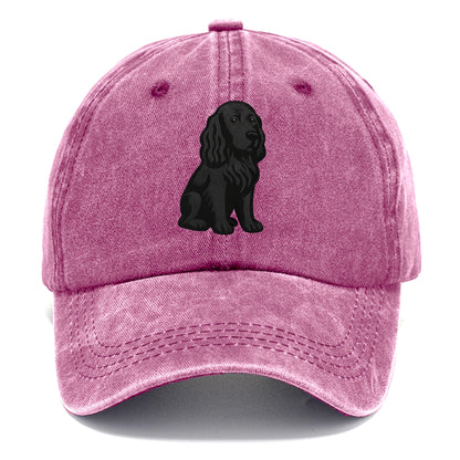 Field Spaniel - Black silky coat embroidered pose - Classic Cap - Dusty Rose(Rose)