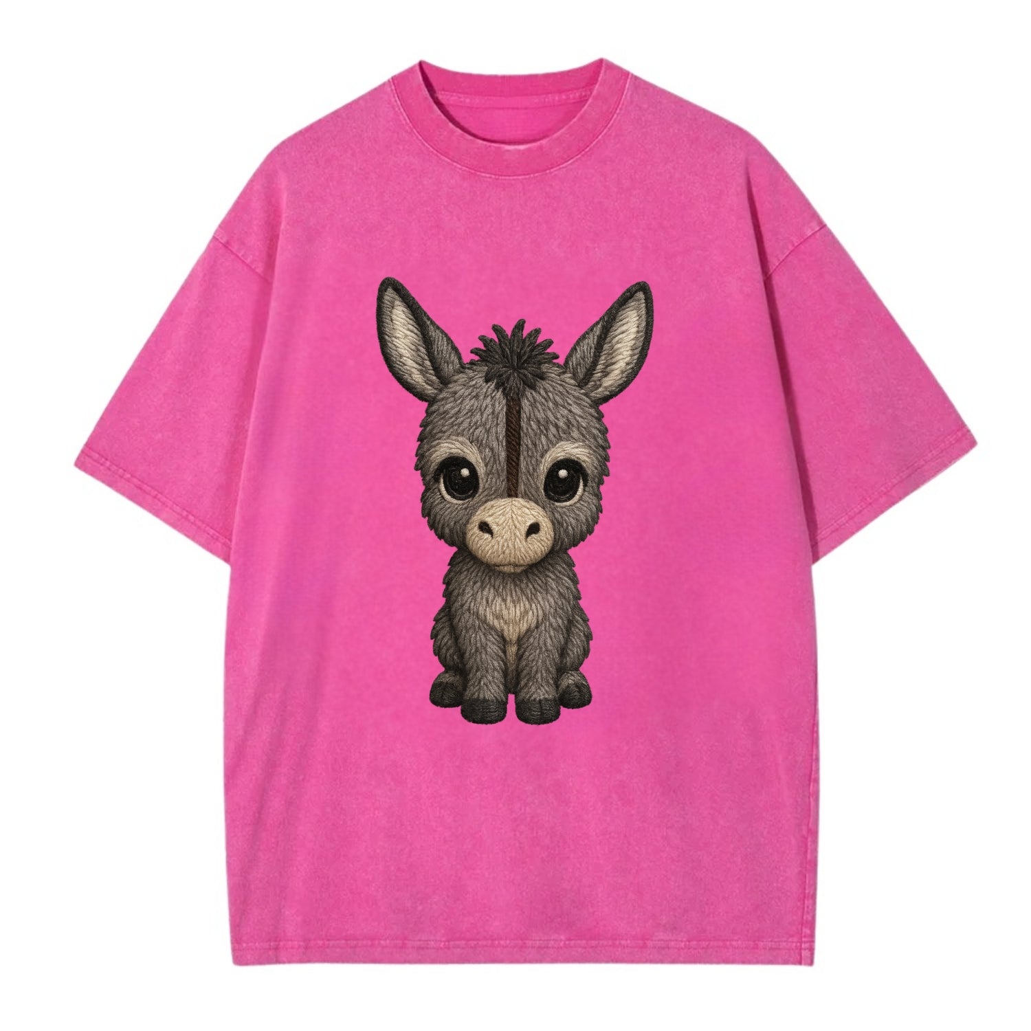 Baby Donkey Foal - gray fluffy, long ears, dark stripe, gentle eyes, - Vintage T-shirt - Dusty Rose(Rose)