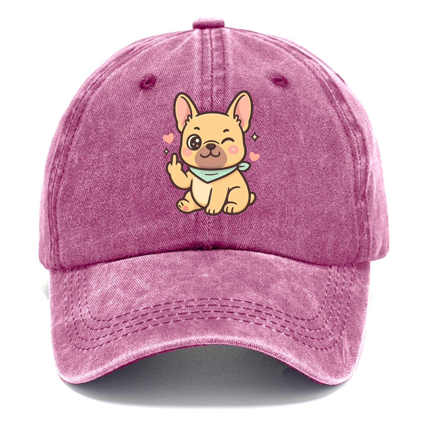 French Bulldog sitting with bat ears up, strong paw with sass - Classic Cap - Dusty Rose(Rose)