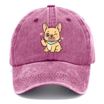 French Bulldog sitting with bat ears up, strong paw with sass - Classic Cap - Dusty Rose(Rose)