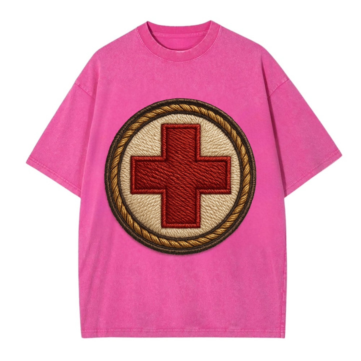 Medical Cross  - Vintage T-shirt - Dusty Rose(Rose)