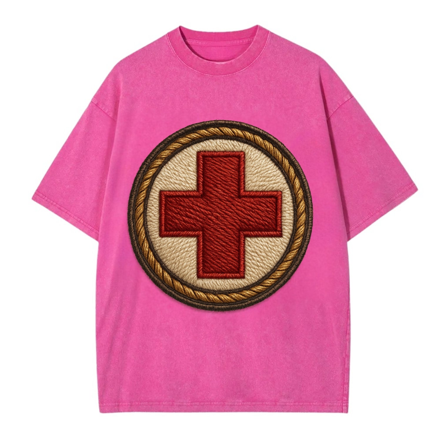 Medical Cross  - Vintage T-shirt - Dusty Rose(Rose)
