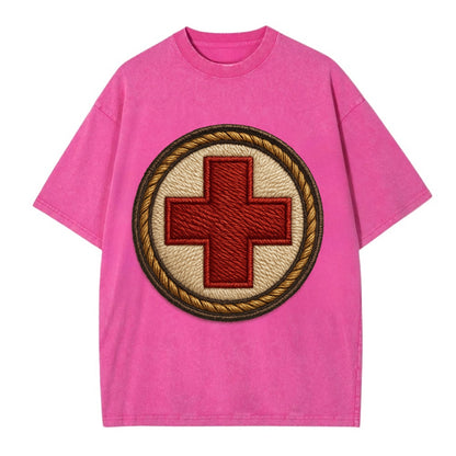 Medical Cross  - Vintage T-shirt - Dusty Rose(Rose)