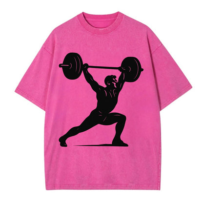 Weightlifter doing overhead snatch - Vintage T-shirt - Dusty Rose(Rose)