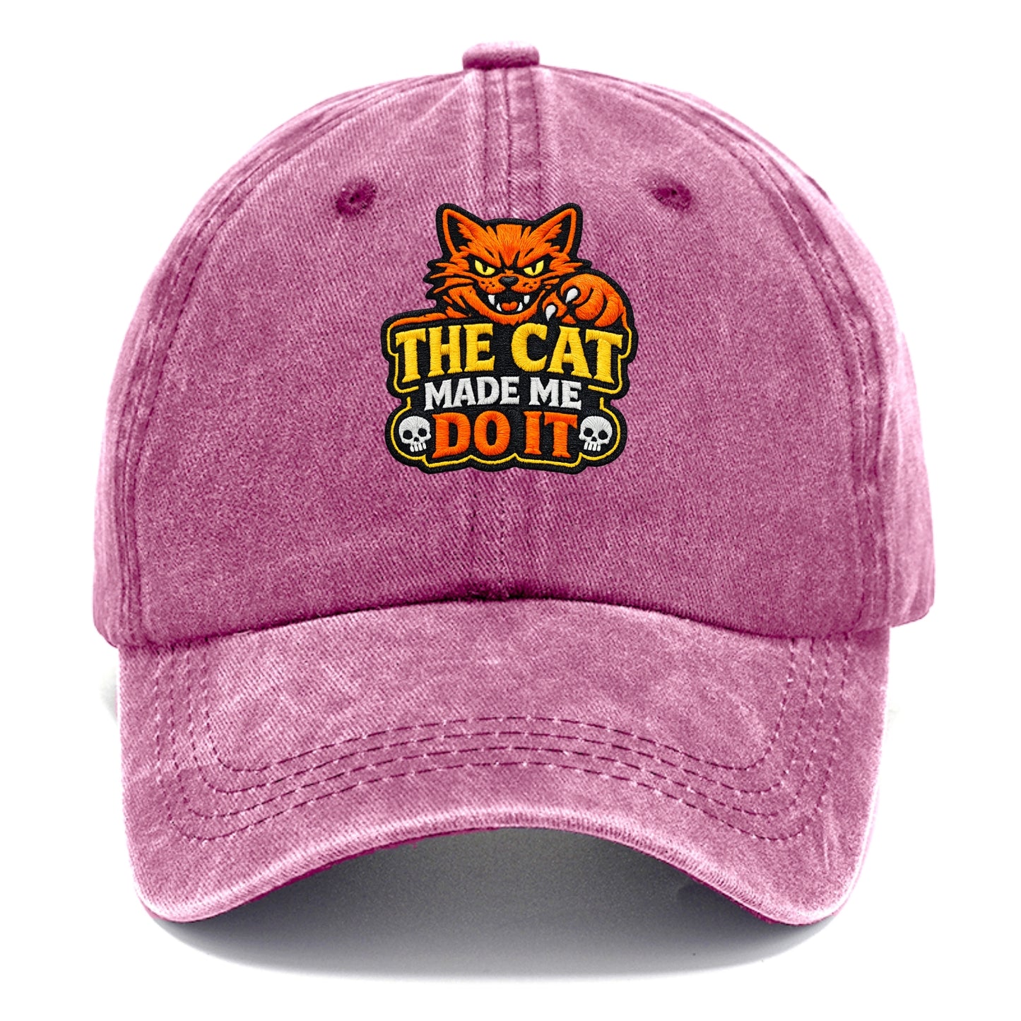 THE CAT MADE ME DO IT - mischievous cat in orange , blame the cat - Classic Cap - Dusty Rose(Rose)