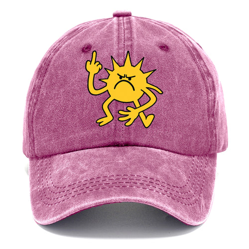 MORNINGS ARE PUNISHMENT | Grumpy sun with middle finger - Classic Cap