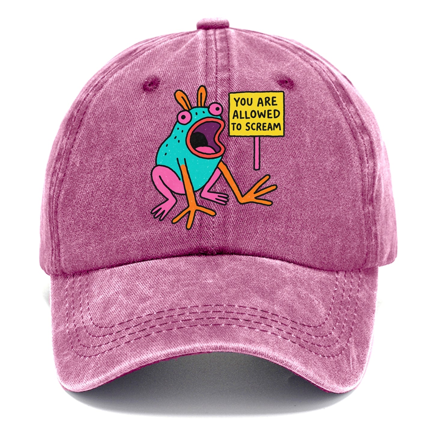 YOU ARE ALLOWED TO SCREAM | Open-mouthed frog mid-scream - Classic Cap - Dusty Rose(Rose)
