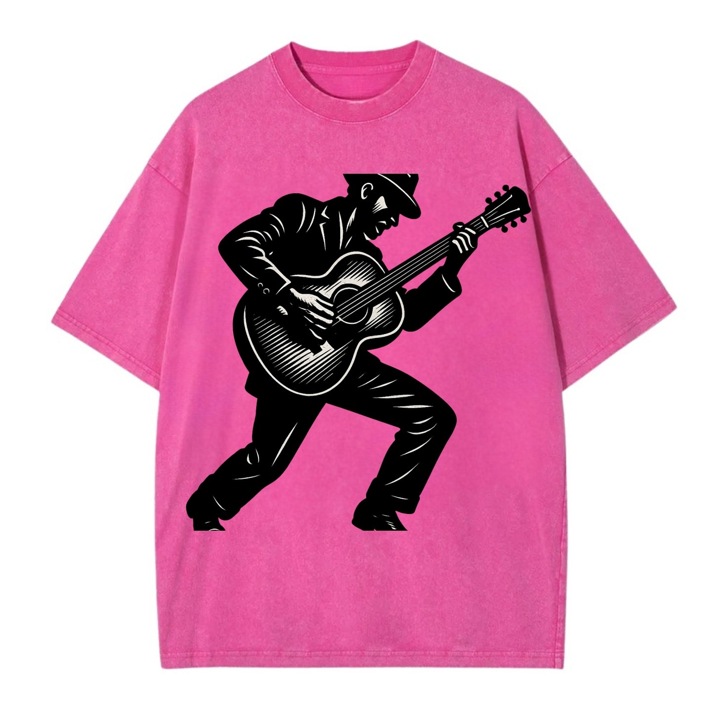Guitarist playing acoustic guitar - Vintage T-shirt - Dusty Rose(Rose)