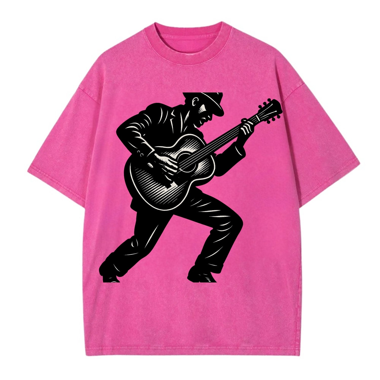 Guitarist playing acoustic guitar - Vintage T-shirt - Dusty Rose(Rose)