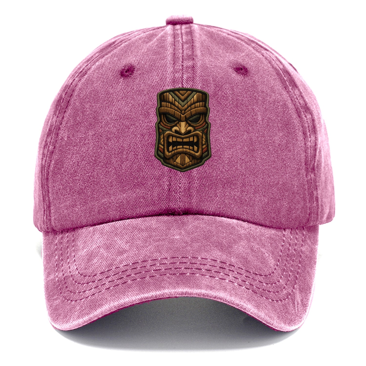 TIKI MASK - carved totem in brown and red , Polynesian - Classic Cap - Dusty Rose(Rose)
