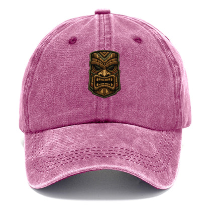 TIKI MASK - carved totem in brown and red , Polynesian - Classic Cap - Dusty Rose(Rose)