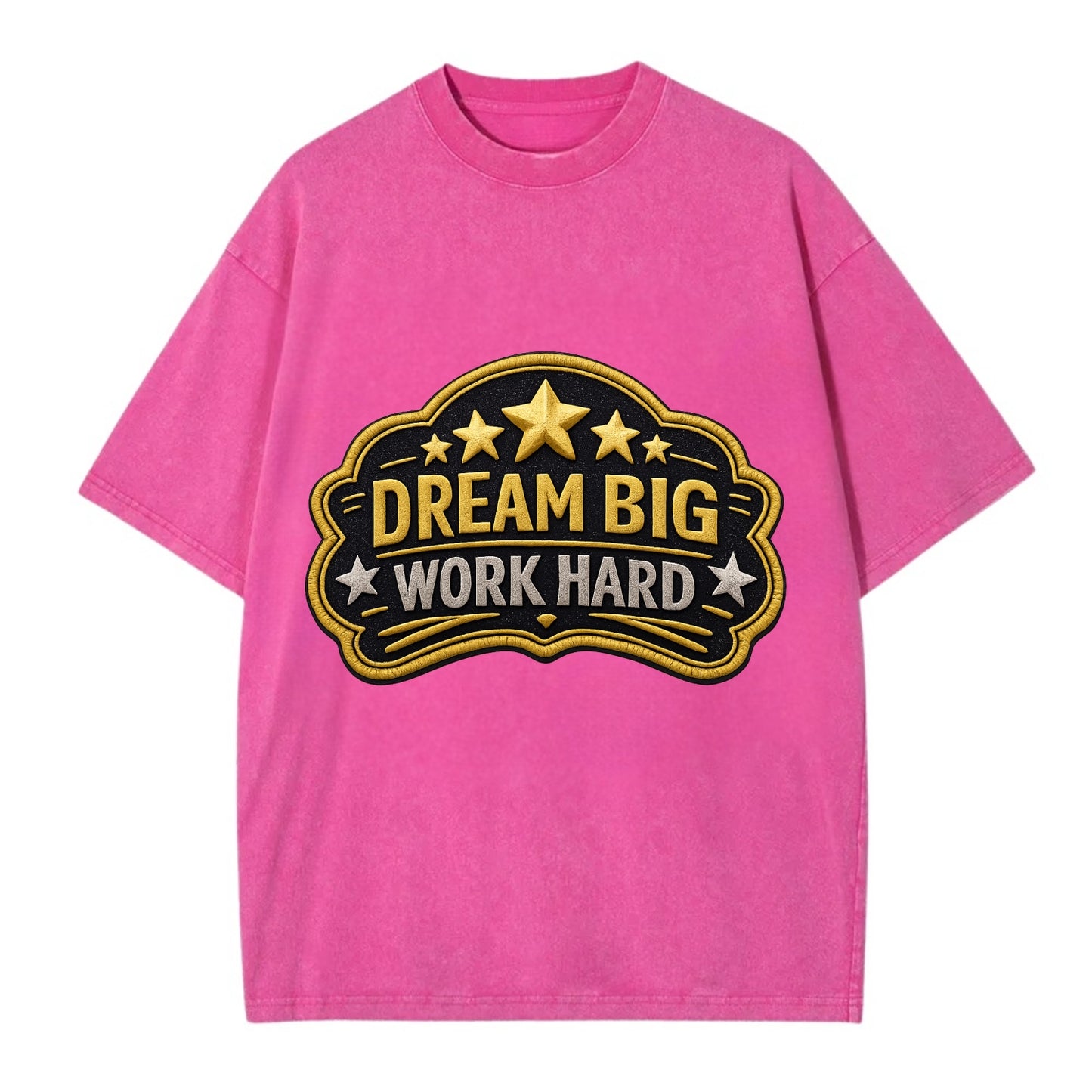 DREAM BIG WORK HARD - stars with text in gold , aspiration - Vintage T-shirt - Dusty Rose(Rose)