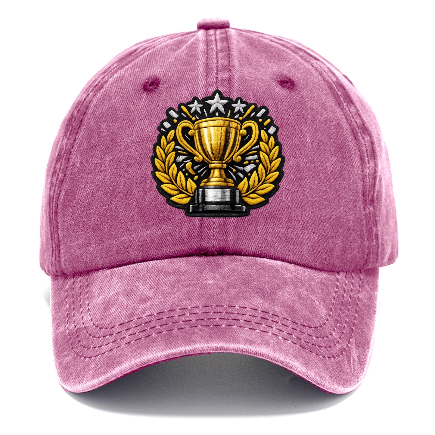 Embroidered patch design - CHAMPIONSHIP TROPHY - golden trophy cup with laurels in - Classic Cap - Dusty Rose(Rose)