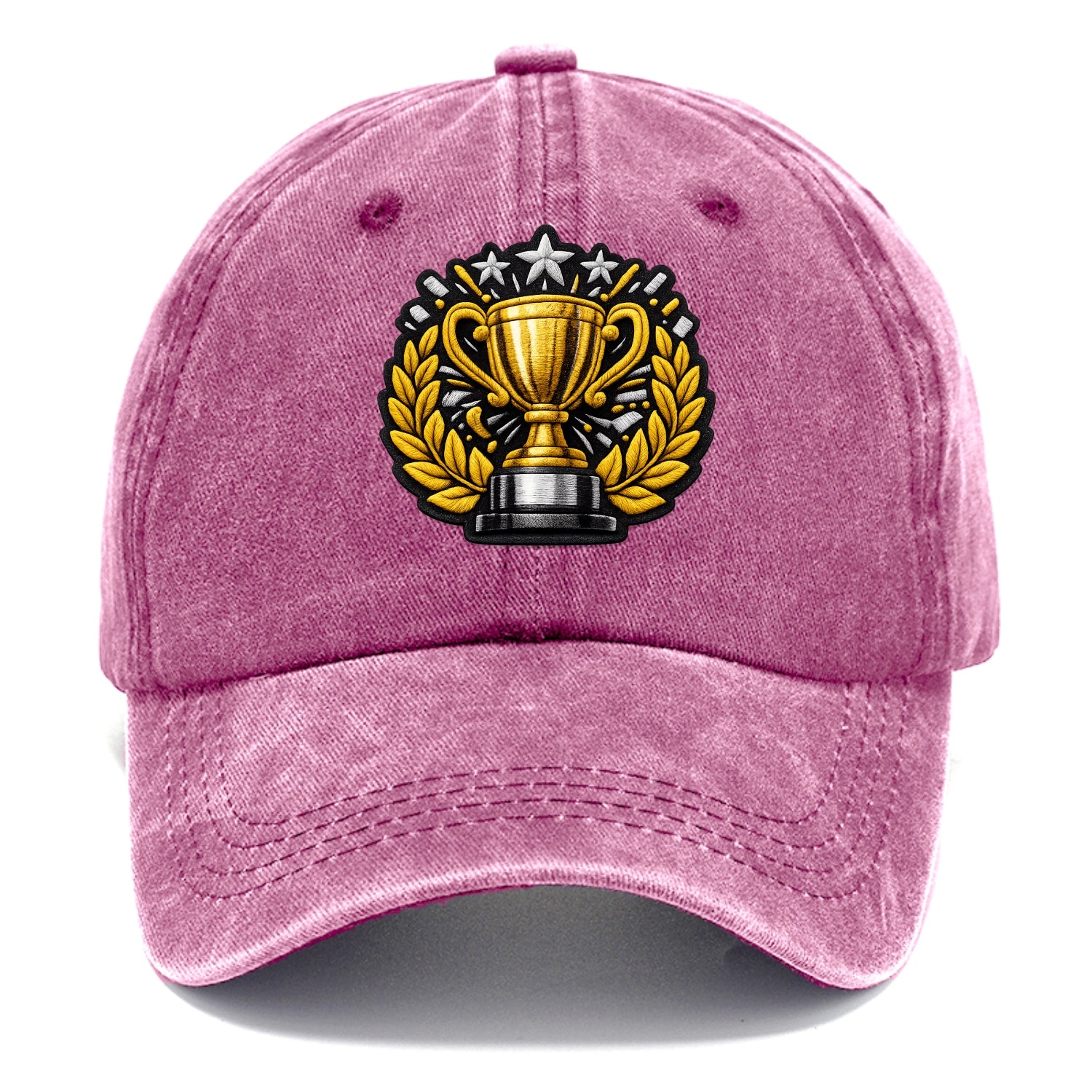 Embroidered patch design - CHAMPIONSHIP TROPHY - golden trophy cup with laurels in - Classic Cap - Dusty Rose(Rose)