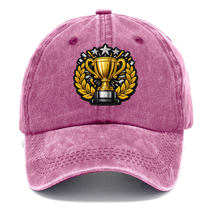 Embroidered patch design - CHAMPIONSHIP TROPHY - golden trophy cup with laurels in - Classic Cap - Dusty Rose(Rose)