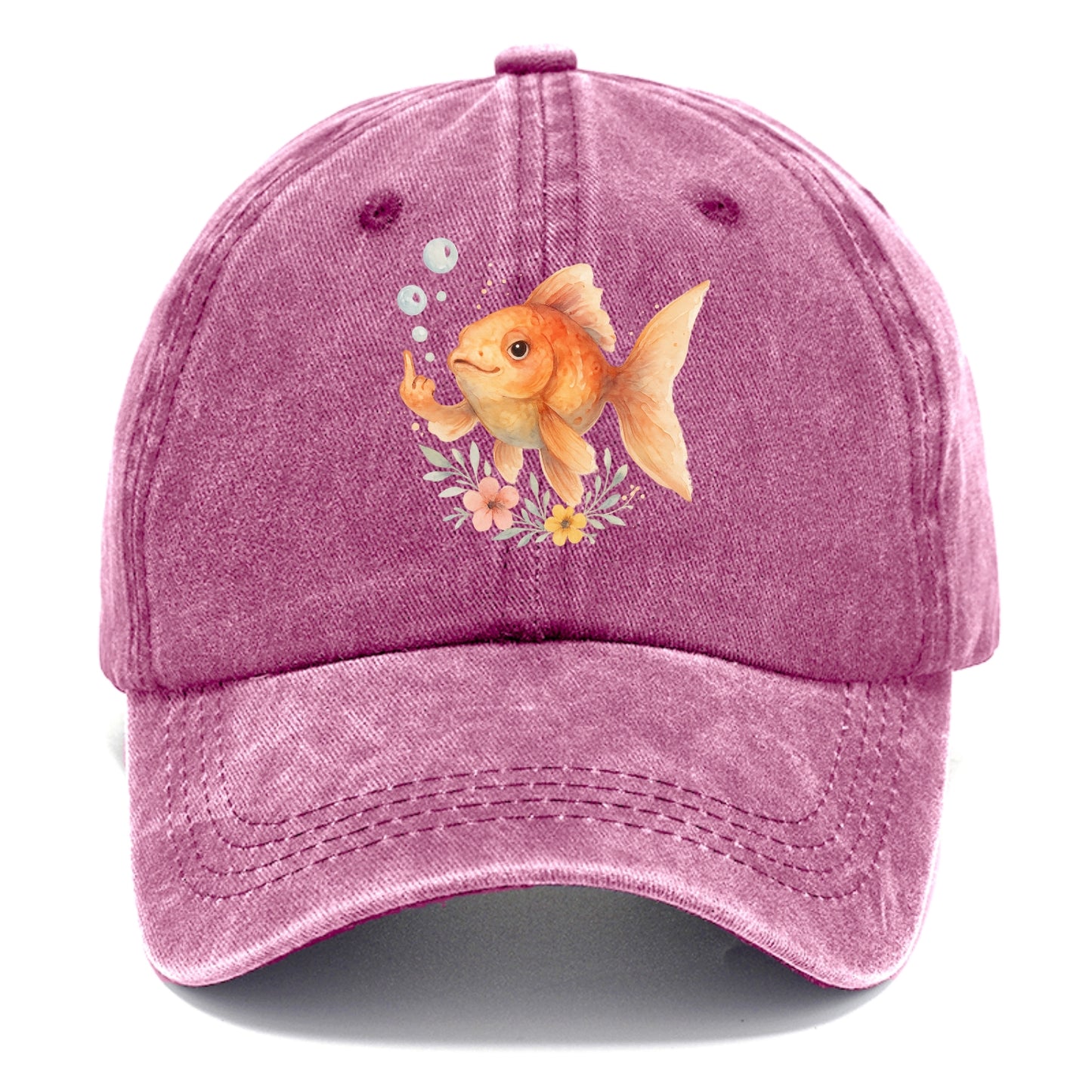 chubby goldfish blowing bubbles, one fin extended like middle finger - Classic Cap - Dusty Rose(Rose)