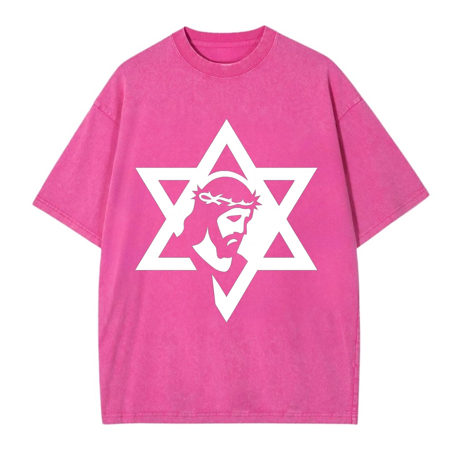 Star of David - negative space forms two overlapping triangles with hidden meaning - Vintage T-shirt - Dusty Rose(Rose)