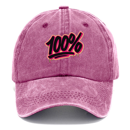 Bold typography design - "100%" - all in, fully committed - Classic Cap - Dusty Rose(Rose)