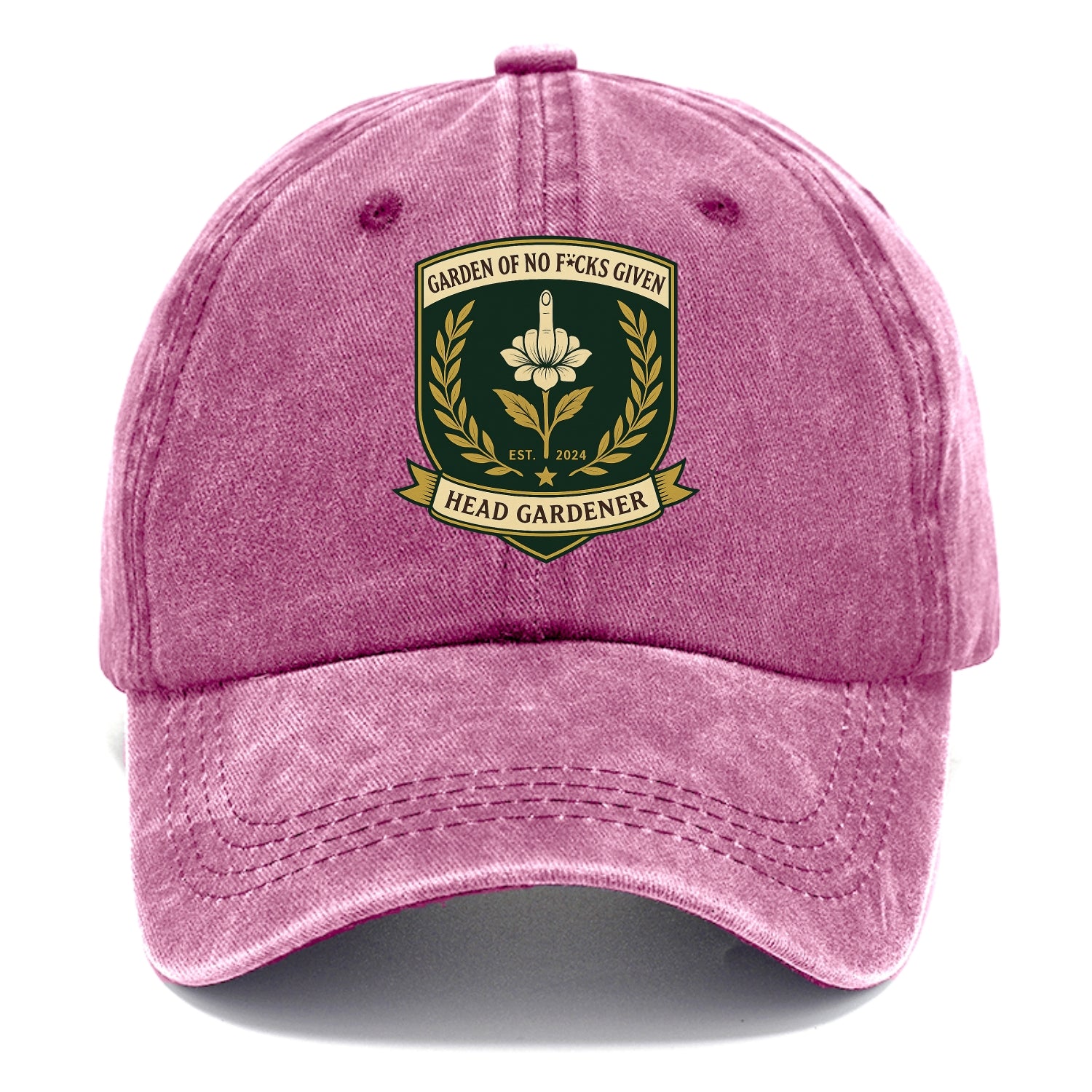 Shield with middle finger flower - "Garden of No F*cks Given - Head Gardener" - - Classic Cap - Dusty Rose(Rose)