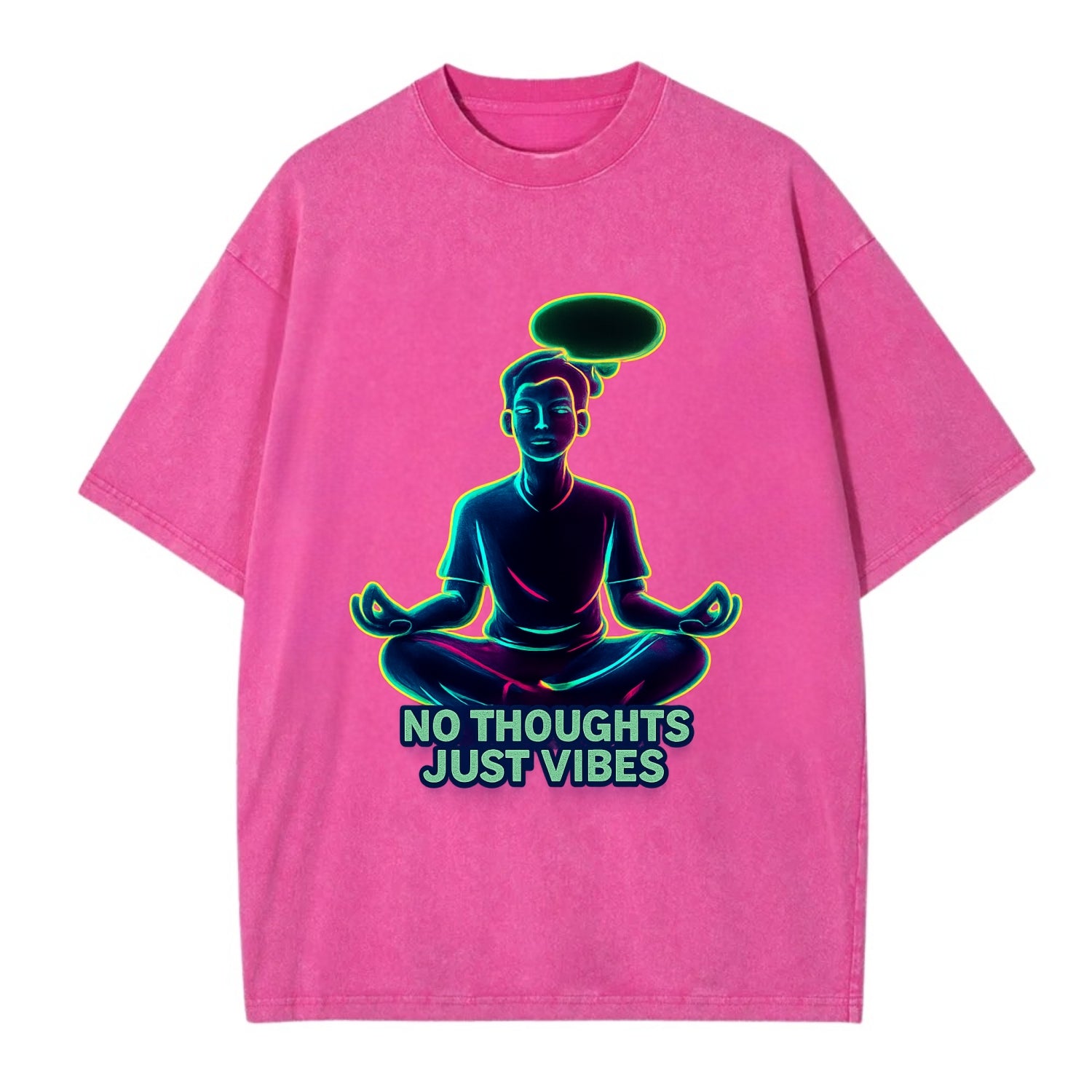 Peaceful floating figure with empty thought bubble - "no thoughts just vibes" zen - Vintage T-shirt - Dusty Rose(Rose)