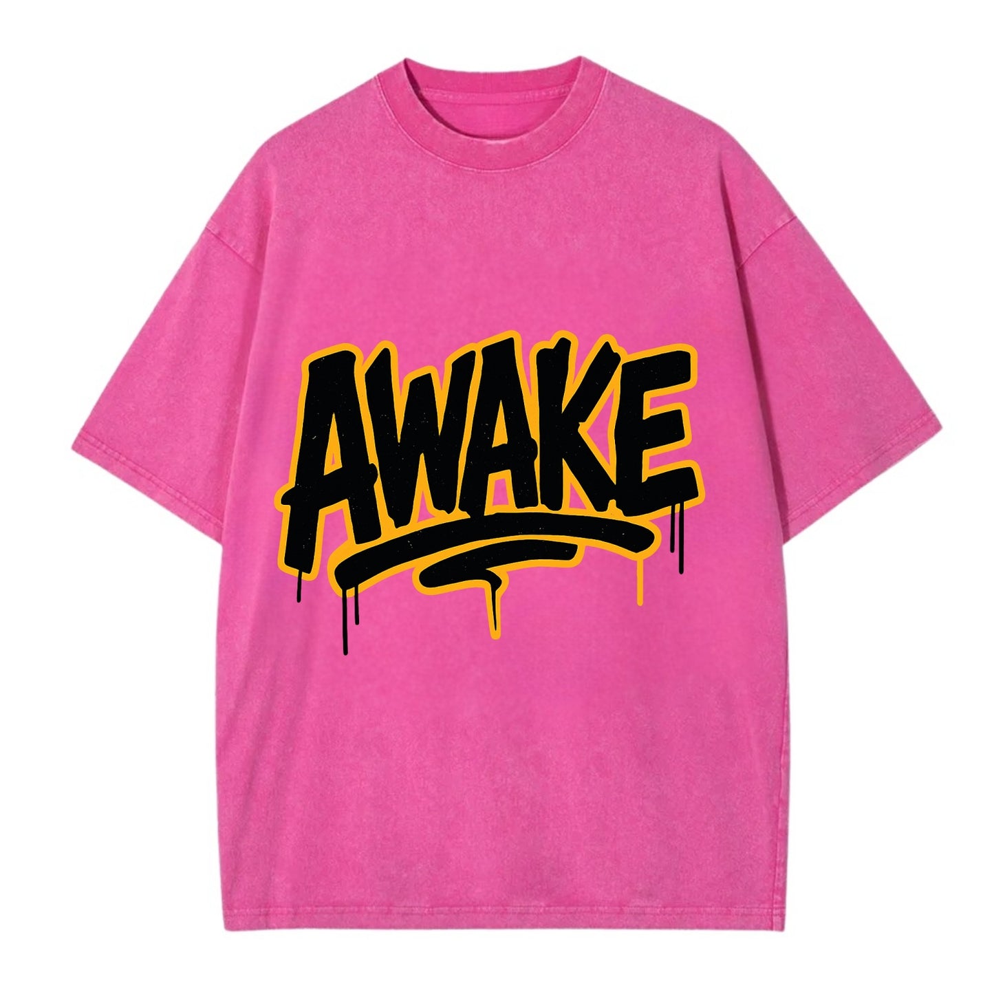 Bold typography design - "AWAKE" - conscious, aware, alert - Vintage T-shirt - Dusty Rose(Rose)
