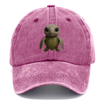 Baby Olive Ridley Turtle - olive green shell, heart-shaped carapace, bright eyes, - Classic Cap - Dusty Rose(Rose)