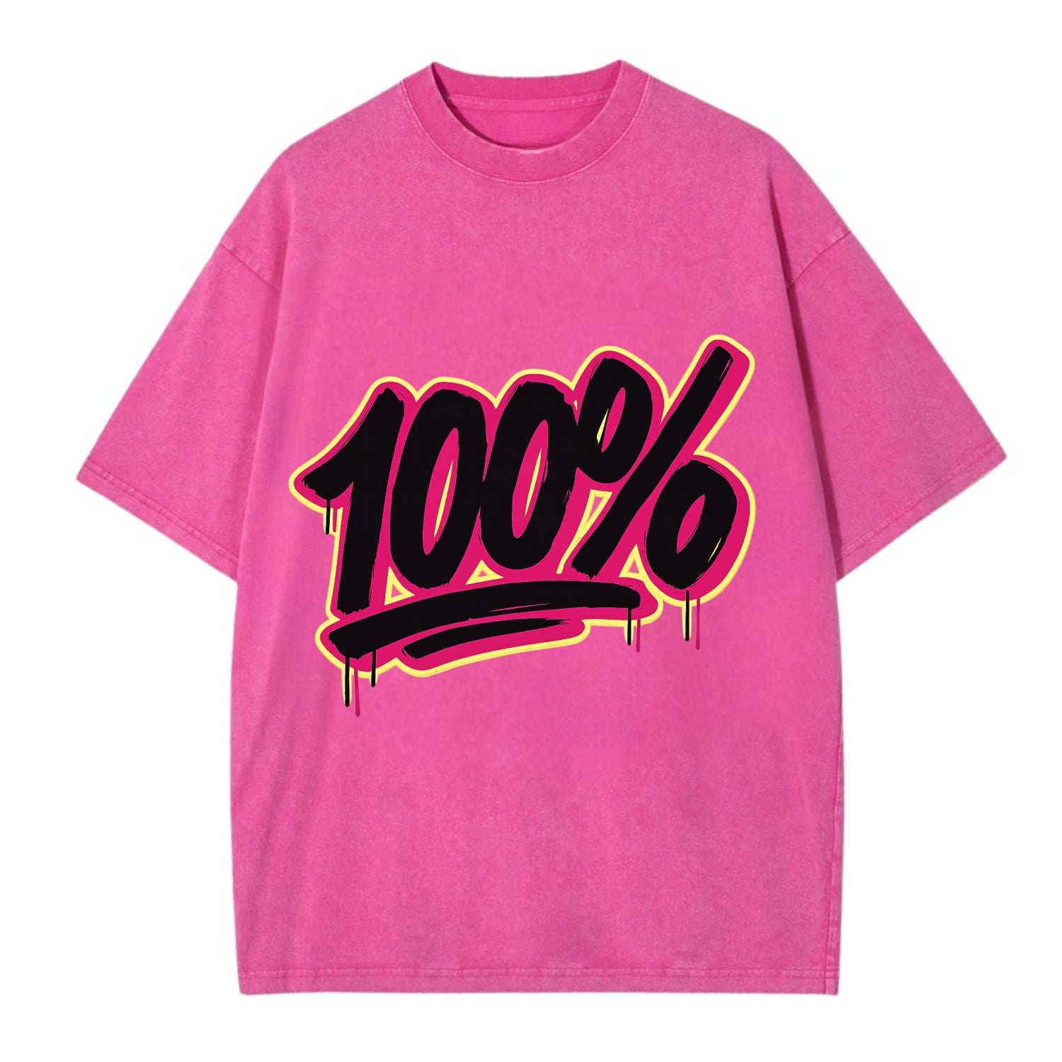 Bold typography design - "100%" - all in, fully committed - Vintage T-shirt - Dusty Rose(Rose)