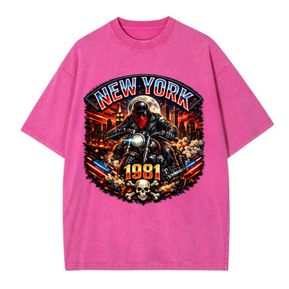 New York 1981 Biker - Vintage T-shirt - Dusty Rose(Rose)