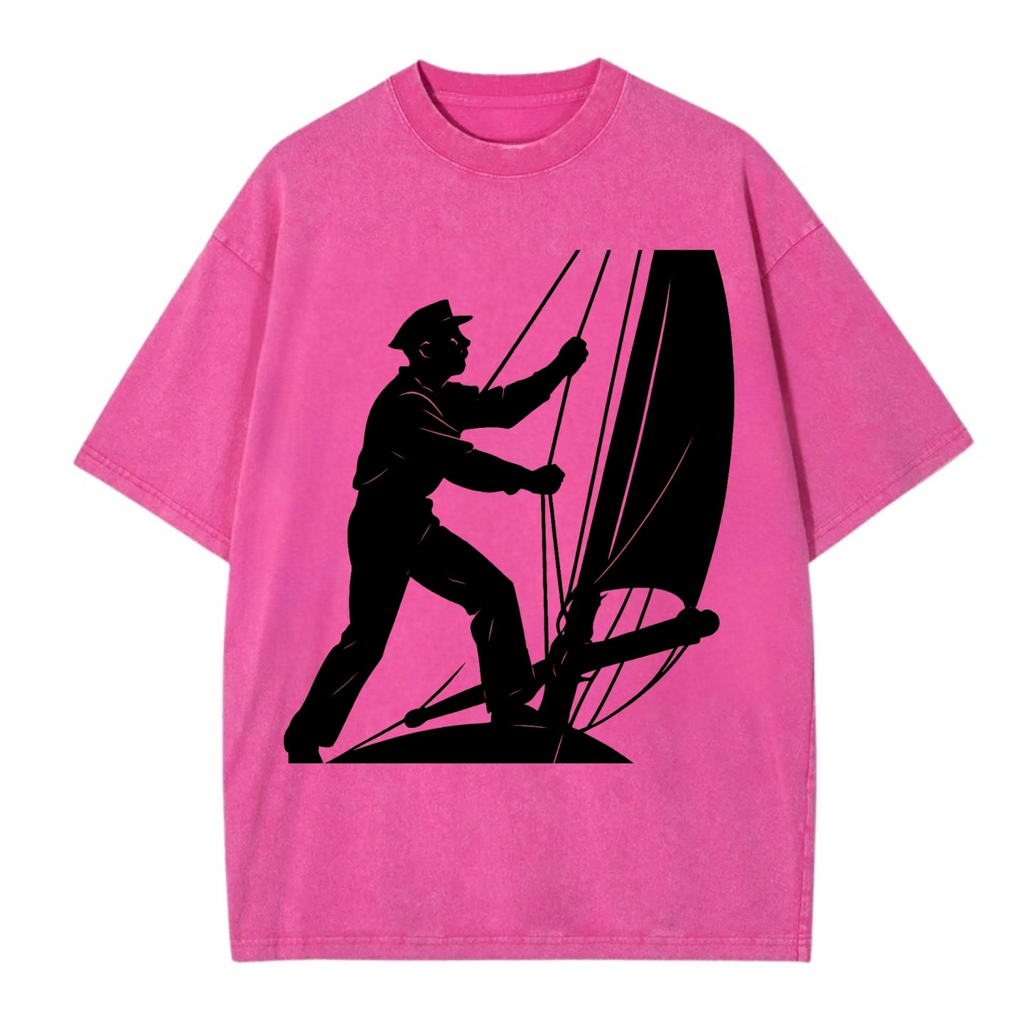 Sailor adjusting the boom on a sailboat - Vintage T-shirt - Dusty Rose(Rose)