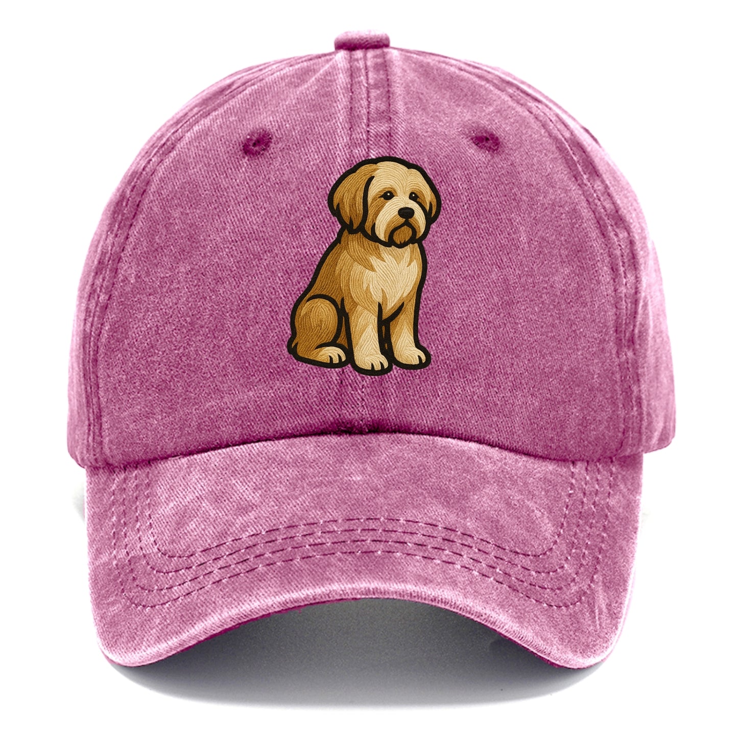 Tibetan Terrier - Gold and white embroidered sitting pose - Classic Cap - Dusty Rose(Rose)