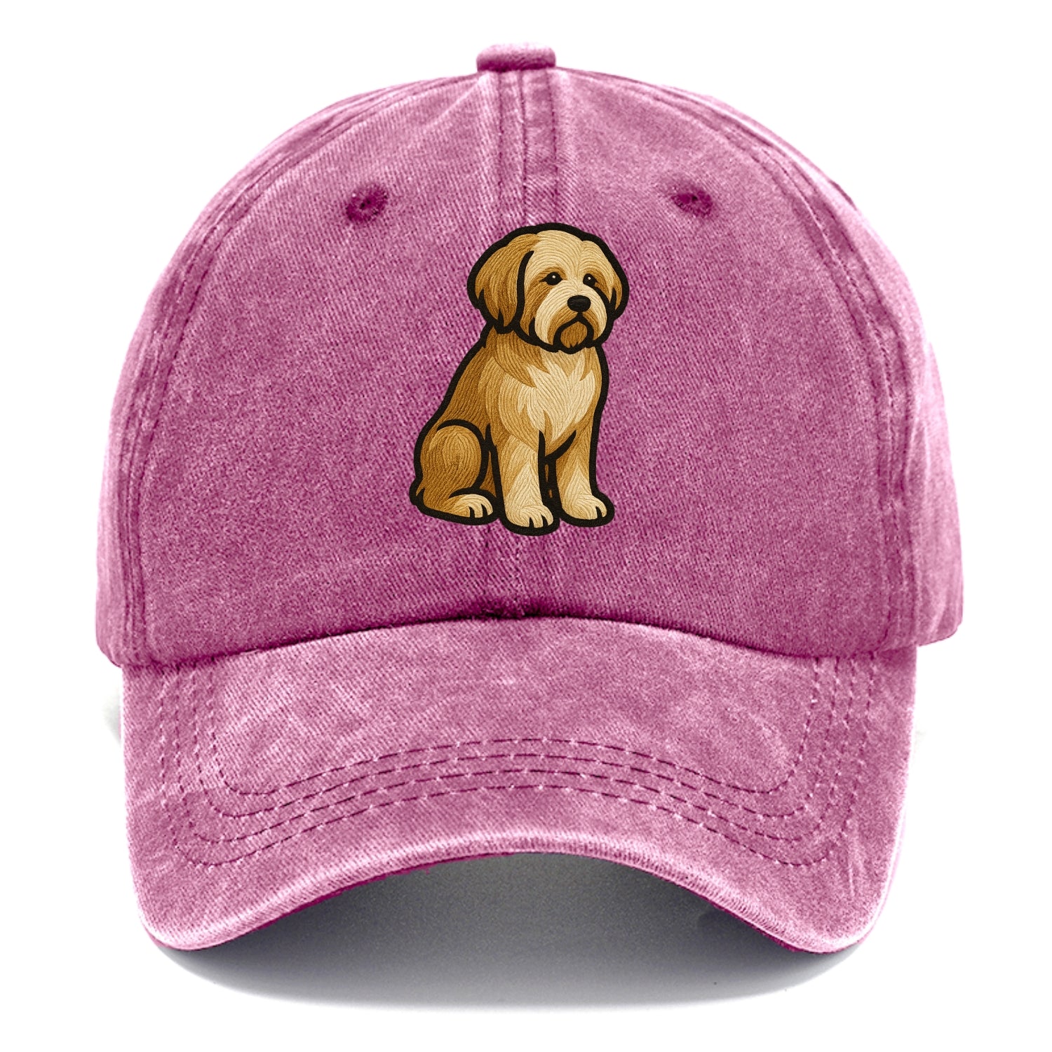 Tibetan Terrier - Gold and white embroidered sitting pose - Classic Cap - Dusty Rose(Rose)