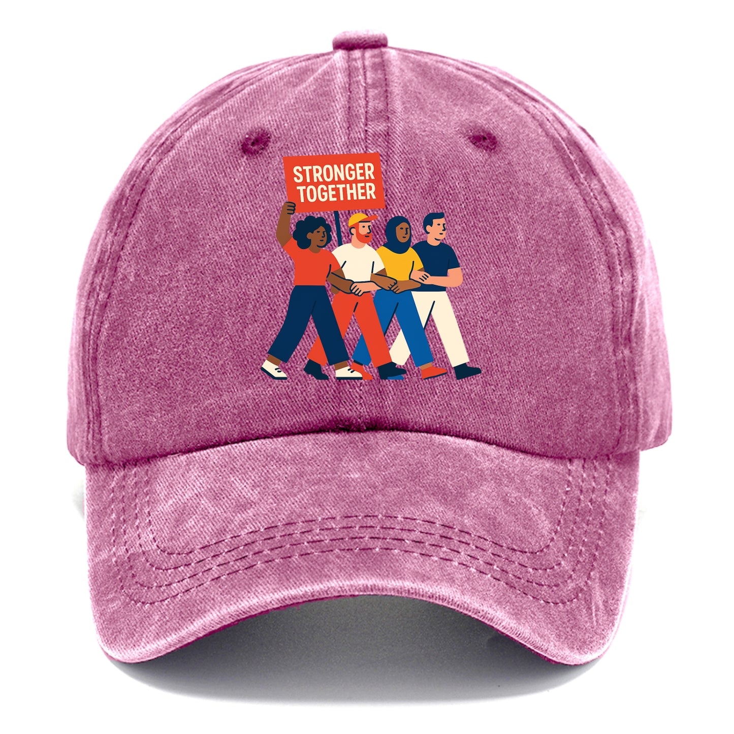 Peaceful protesters marching with linked arms - "Stronger Together" - solidarity - Classic Cap - Dusty Rose(Rose)