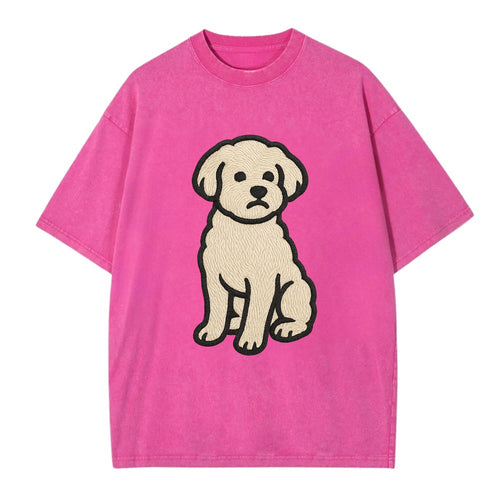 Maltipoo - White curly sitting pose - Vi Vintage T-shirt