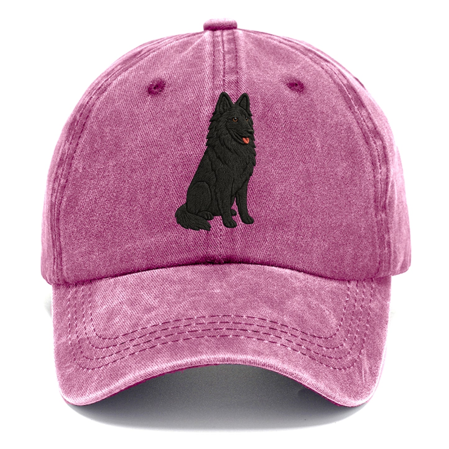 Belgian Sheepdog - Black long-haired embroidered pose - Classic Cap - Dusty Rose(Rose)