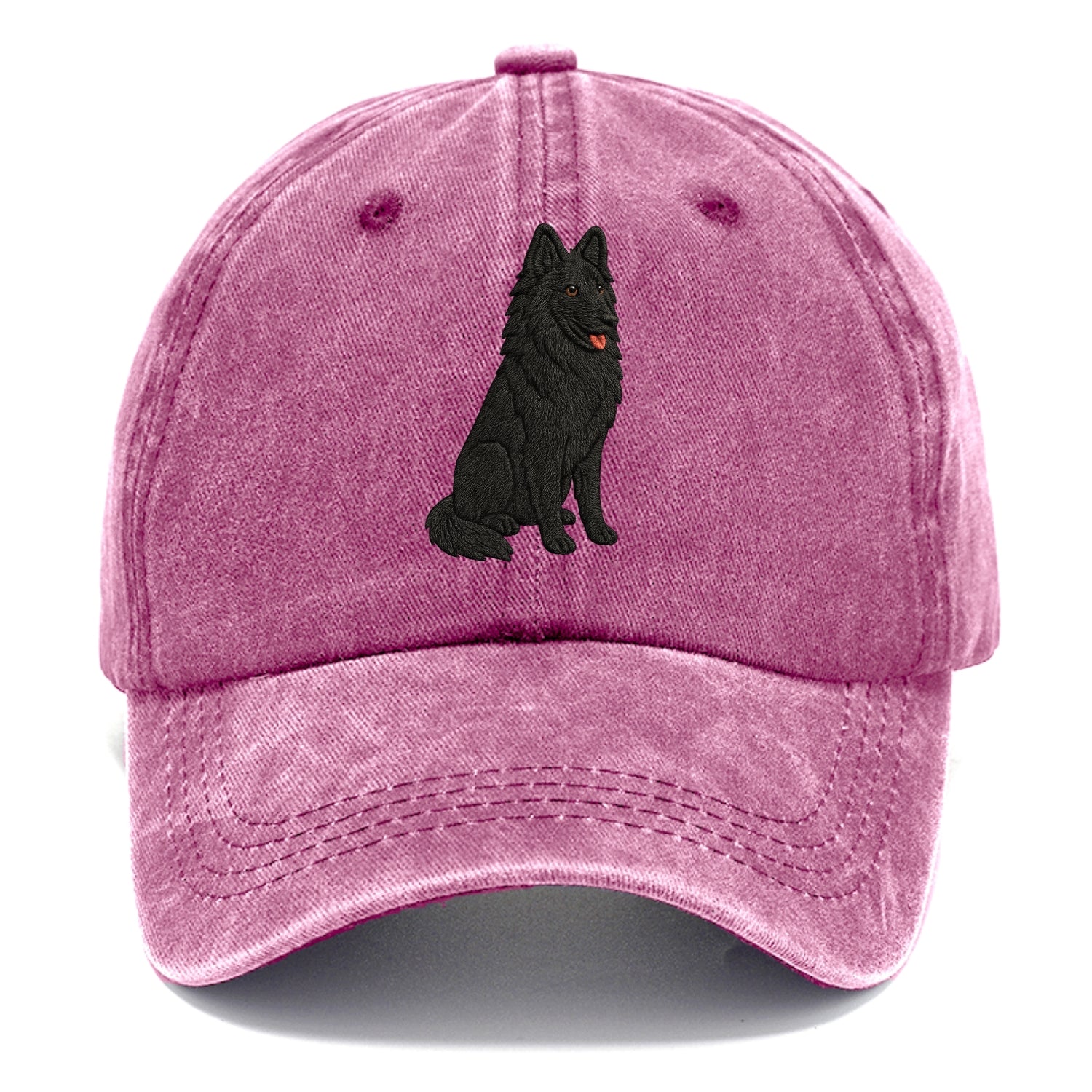 Belgian Sheepdog - Black long-haired embroidered pose - Classic Cap - Dusty Rose(Rose)