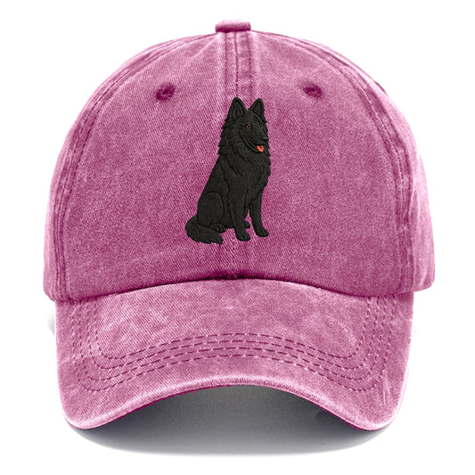 Belgian Sheepdog - Black long-haired embroidered pose - Classic Cap - Dusty Rose(Rose)