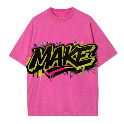 Bold typography design - "MAKE" - creating, producing, doing - Vintage T-shirt - Dusty Rose(Rose)