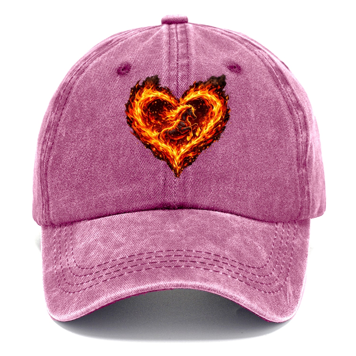 HEART OF FIRE | Flaming heart with horse silhouette inside | Passion embodied | Love - Classic Cap - Dusty Rose(Rose)